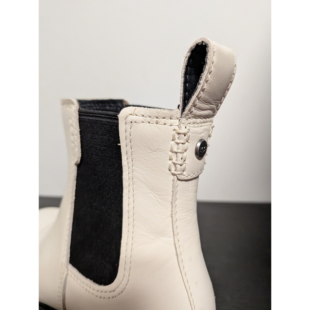 UGG Bonham II white and black Leather Chelsea Ankle Boots Womens - Picture 8 of 16